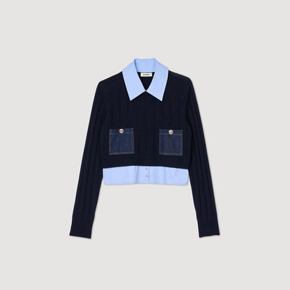 Cropped wool and cashmere sweater | Sandro