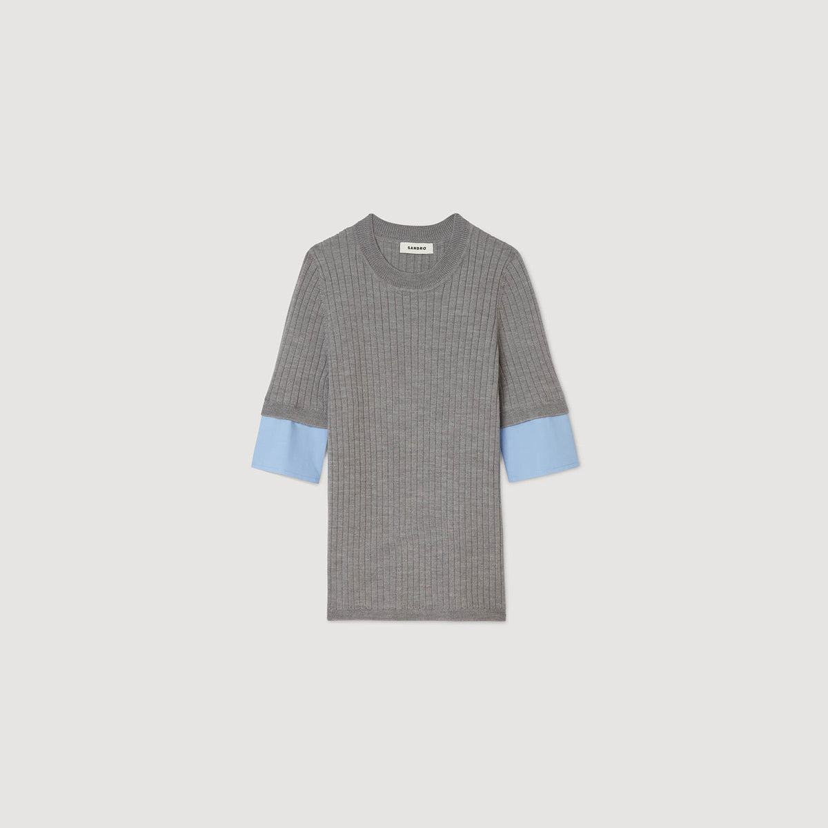 Sweater with contrast short sleeves | Sandro