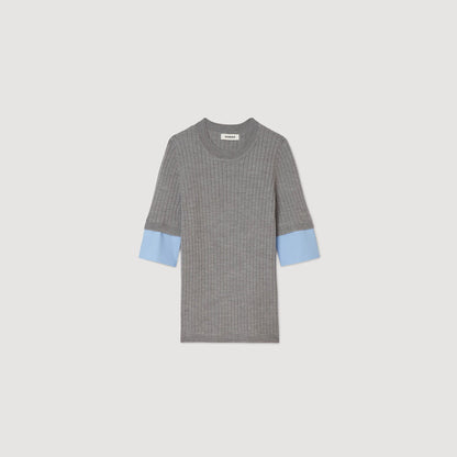 Sweater with contrast short sleeves | Sandro