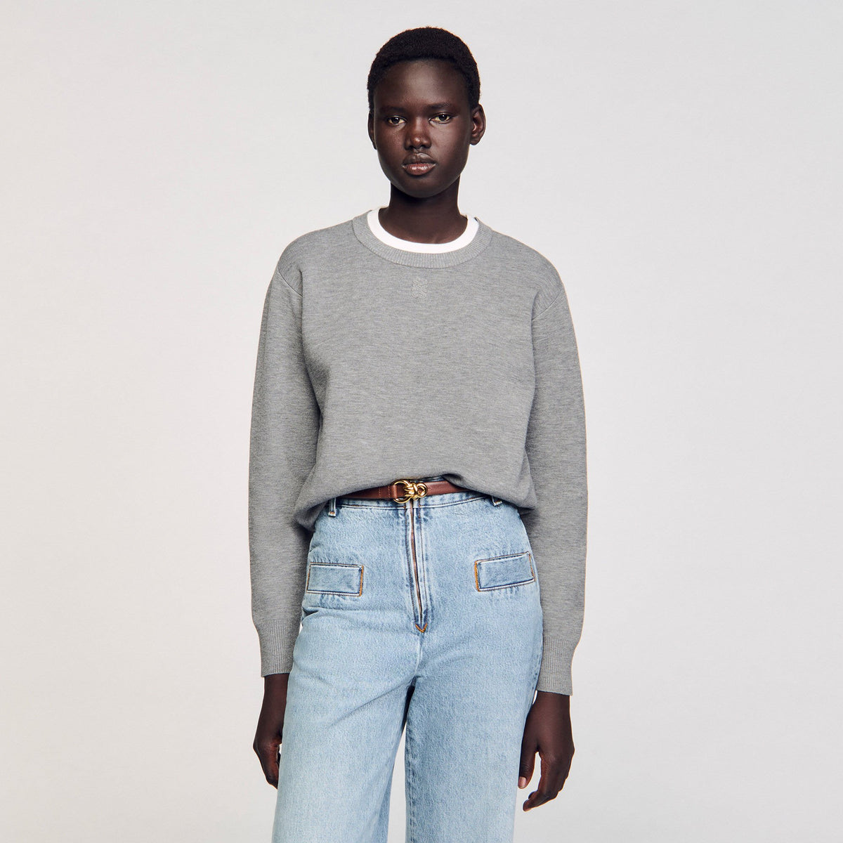 Contrast collar sweater | Sandro