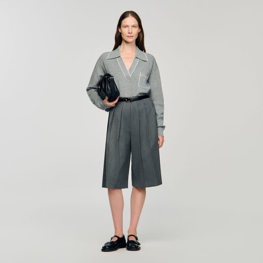 Open polo-collar neck sweater | Sandro