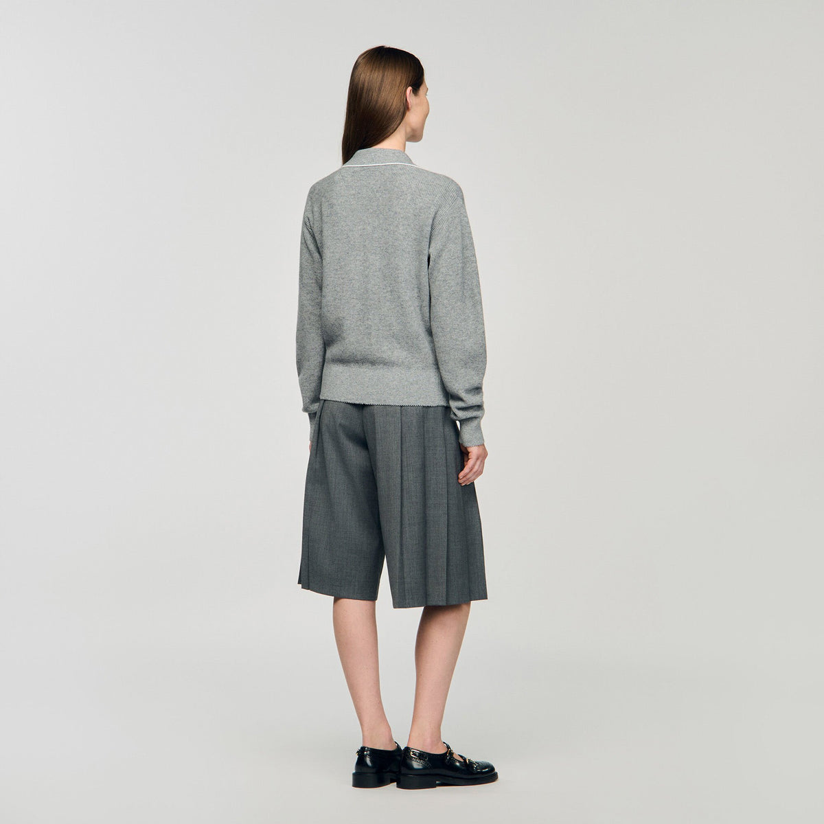 Open polo-collar neck sweater | Sandro