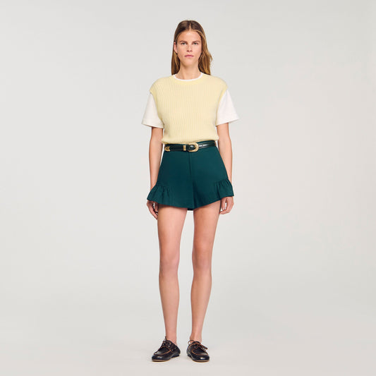Dual-material knit sweater | Sandro