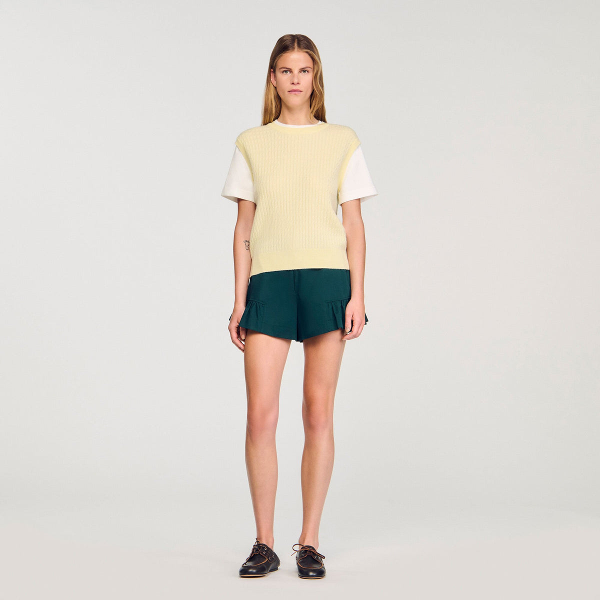 Dual-material knit sweater | Sandro
