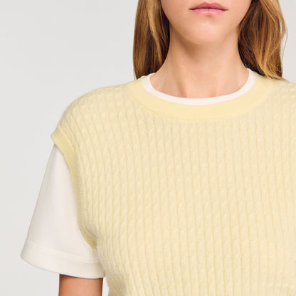 Dual-material knit sweater | Sandro