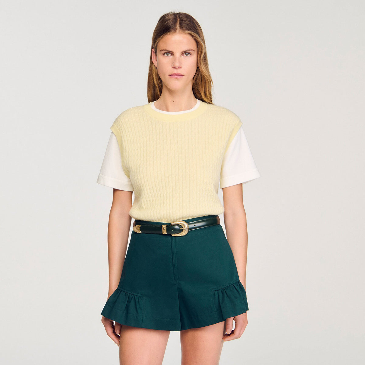 Dual-material knit sweater | Sandro