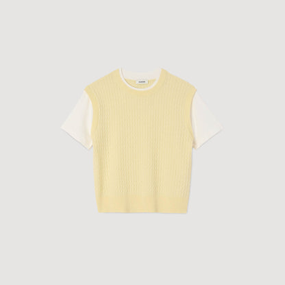 Dual-material knit sweater | Sandro