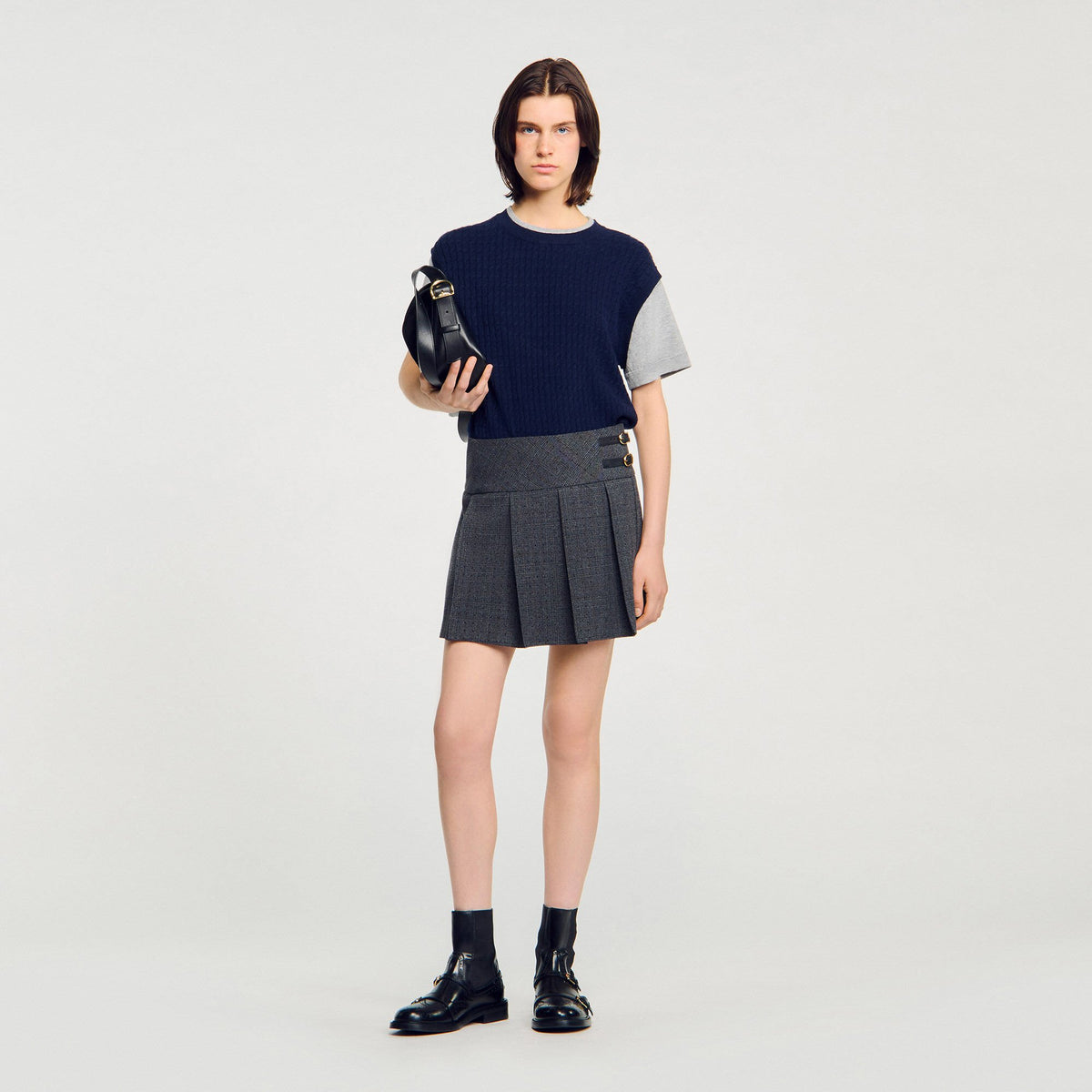 Dual-material knit sweater | Sandro