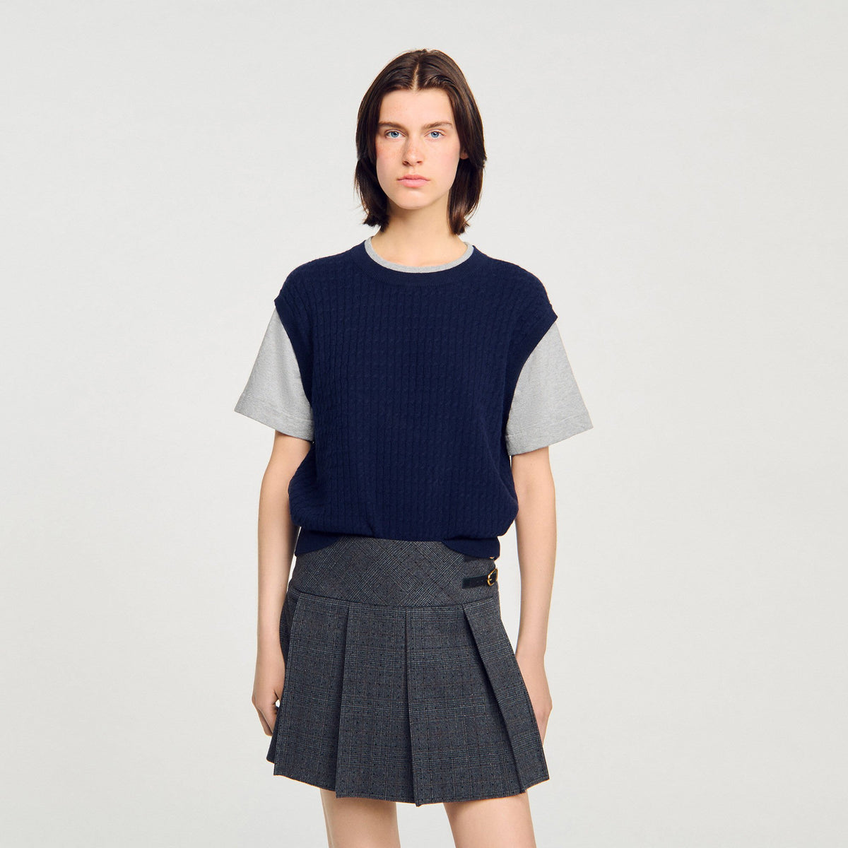 Dual-material knit sweater | Sandro