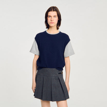 Dual-material knit sweater | Sandro
