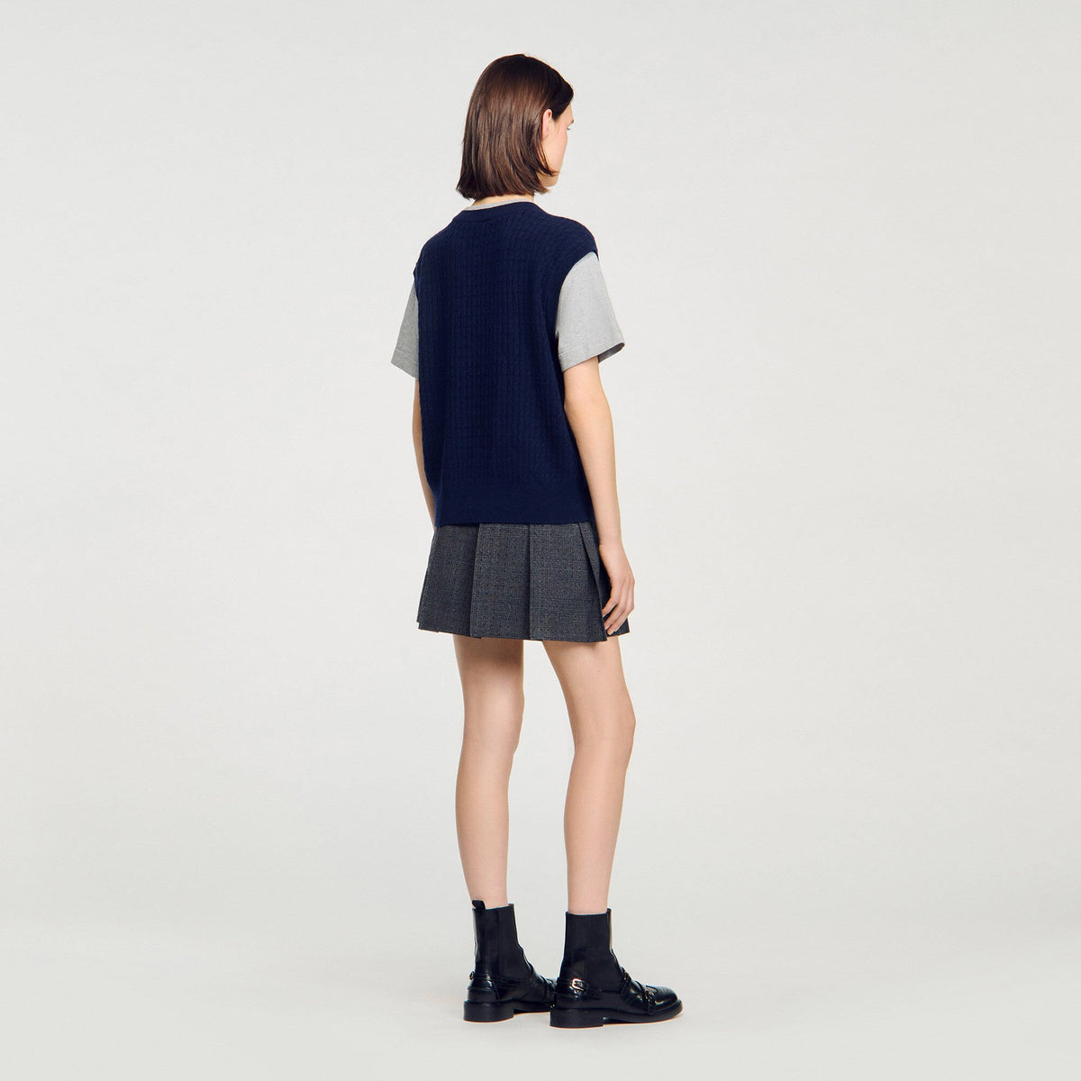 Dual-material knit sweater | Sandro