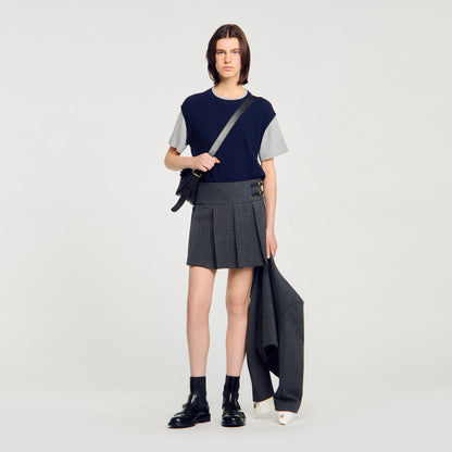Dual-material knit sweater | Sandro