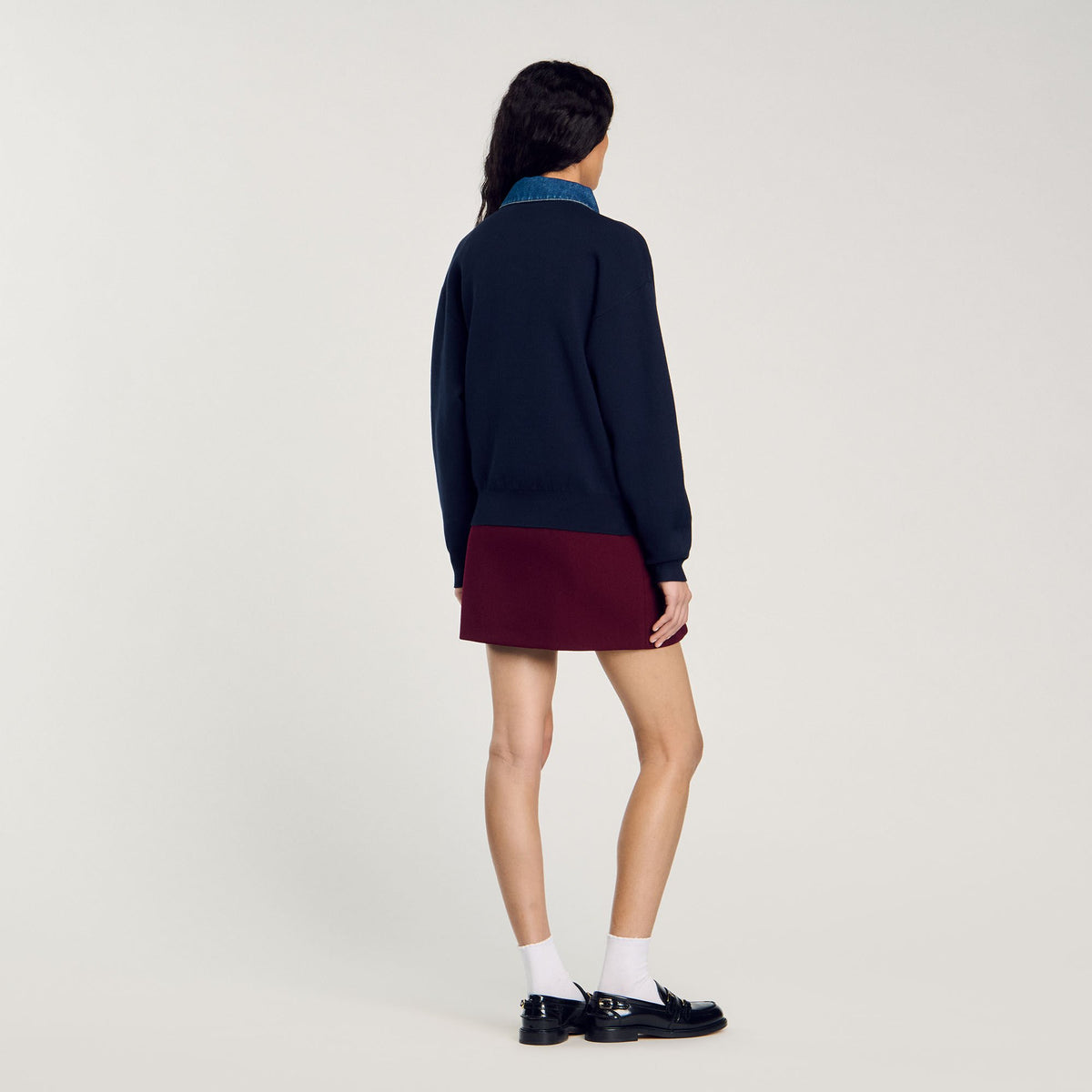 sweater with denim collar | Sandro
