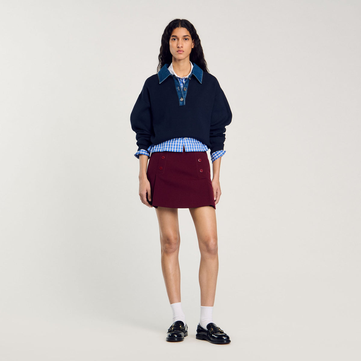 sweater with denim collar | Sandro