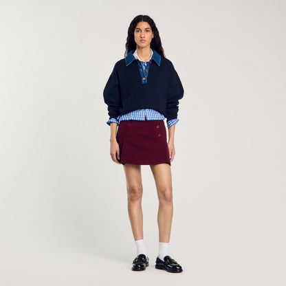 sweater with denim collar | Sandro