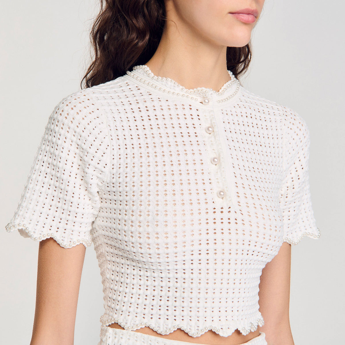 Pearl beaded knit sweater | Sandro