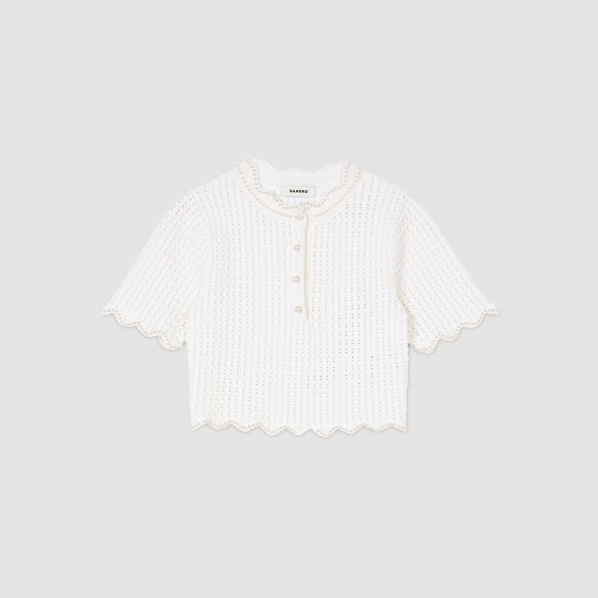 Pearl beaded knit sweater | Sandro