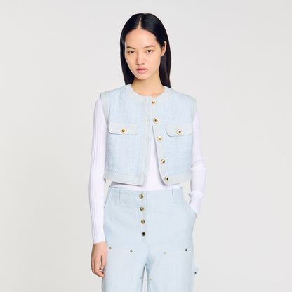 Ribbed sweater with Tunisian collar | Sandro