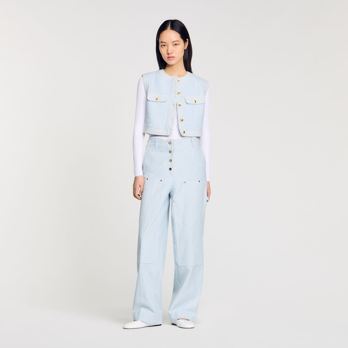 Ribbed sweater with Tunisian collar | Sandro