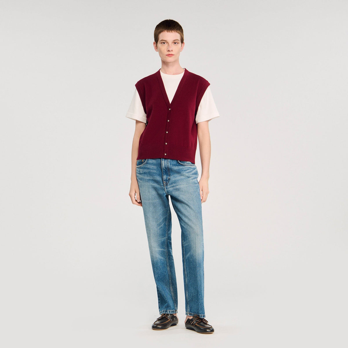 Two-tone wool and cashmere sweater | Sandro