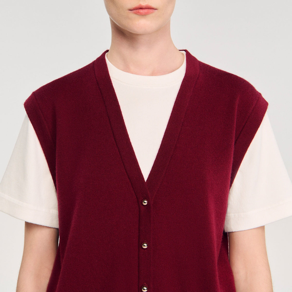 Two-tone wool and cashmere sweater | Sandro