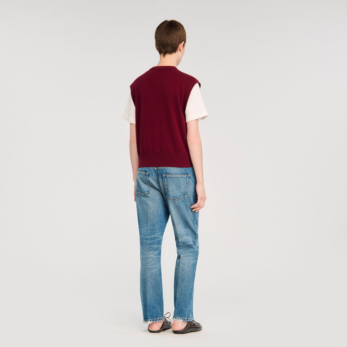 Two-tone wool and cashmere sweater | Sandro