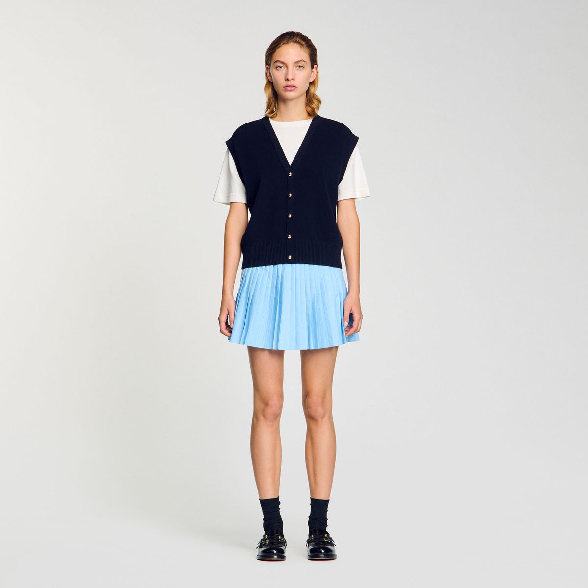 Two-tone wool and cashmere sweater | Sandro