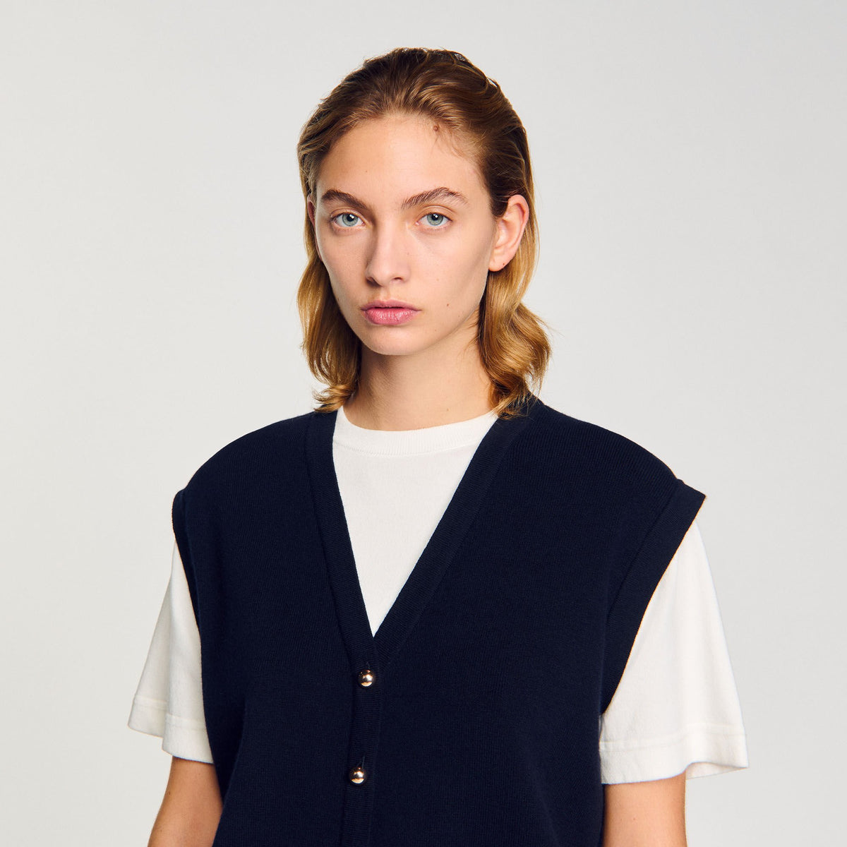 Two-tone wool and cashmere sweater | Sandro