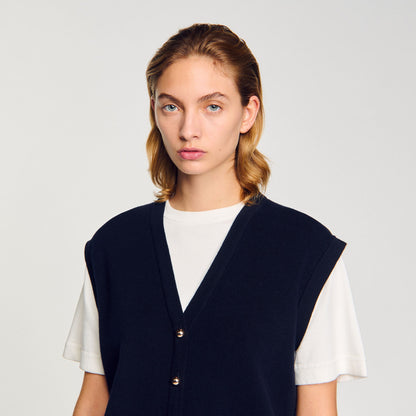 Two-tone wool and cashmere sweater | Sandro