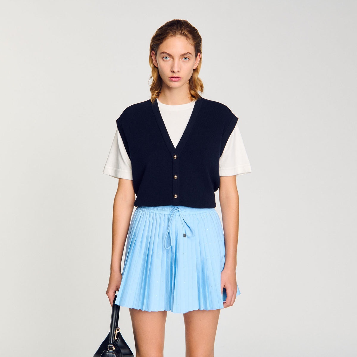 Two-tone wool and cashmere sweater | Sandro