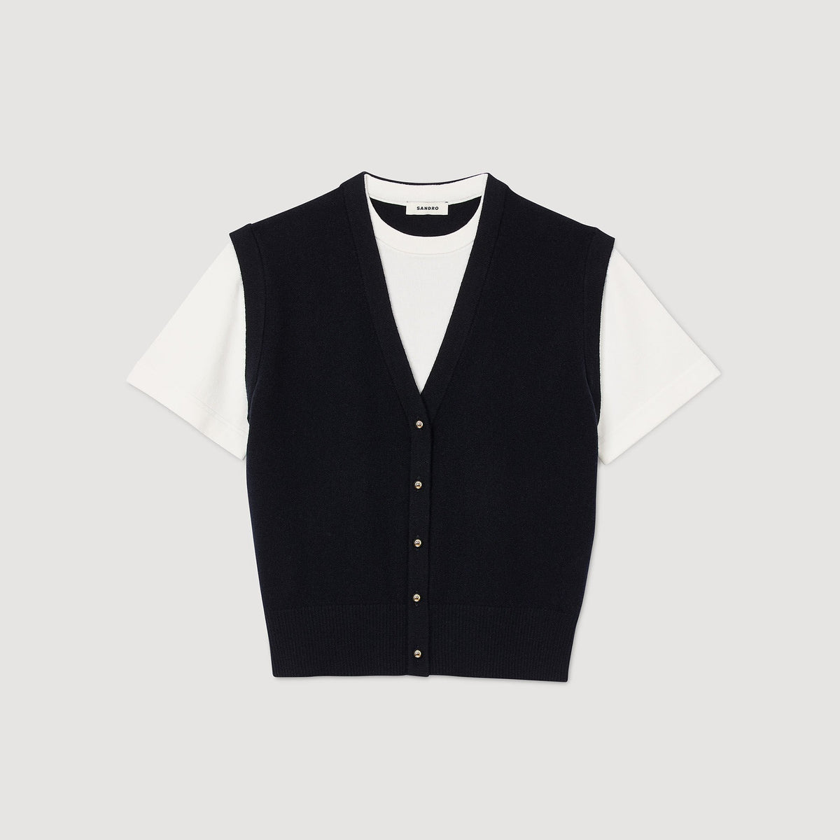 Two-tone wool and cashmere sweater | Sandro
