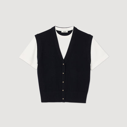 Two-tone wool and cashmere sweater | Sandro