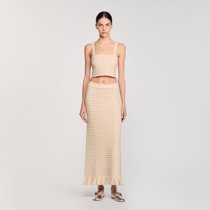Rhinestone knit crop top | Sandro