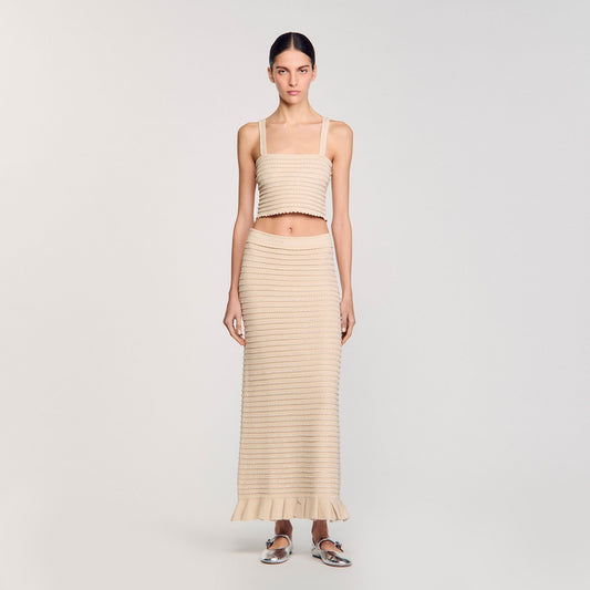 Rhinestone knit crop top | Sandro