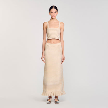Rhinestone knit crop top | Sandro