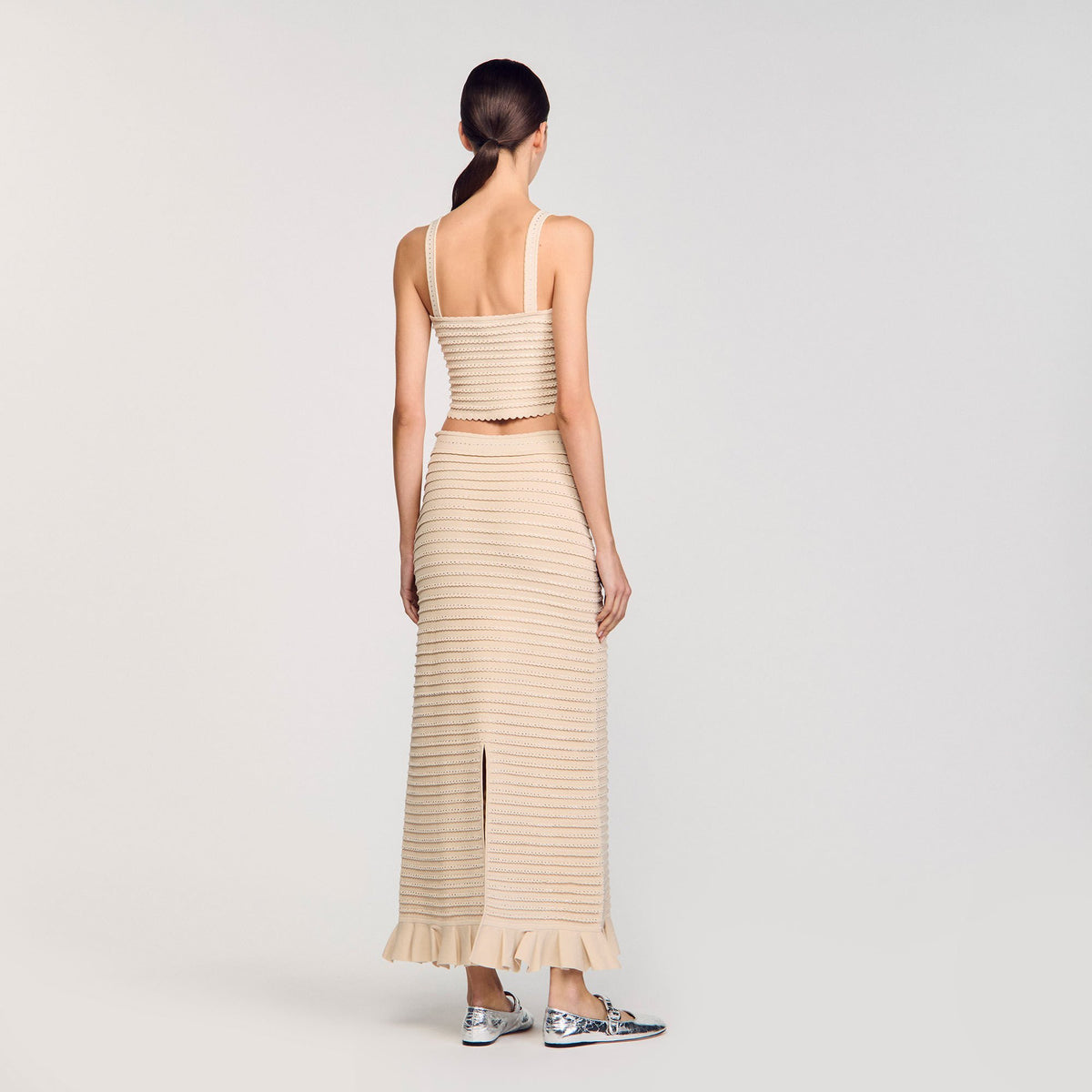 Rhinestone knit crop top | Sandro