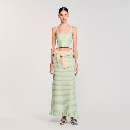 Rhinestone knit crop top | Sandro