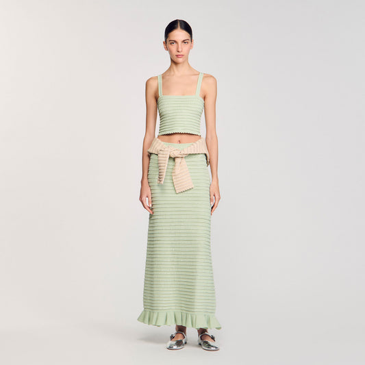 Rhinestone knit crop top | Sandro