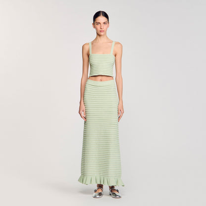 Rhinestone knit crop top | Sandro