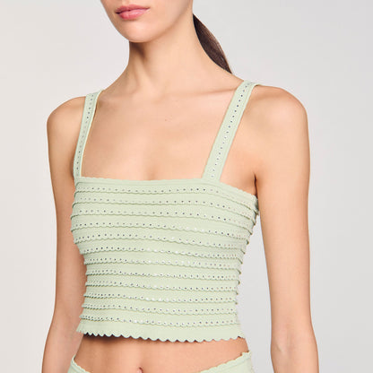 Rhinestone knit crop top | Sandro