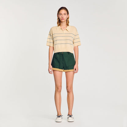 Cropped striped knitted sweater | Sandro