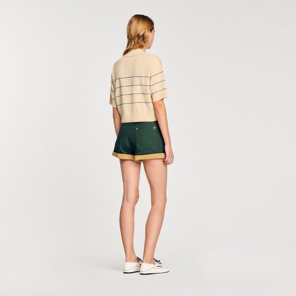Cropped striped knitted sweater | Sandro