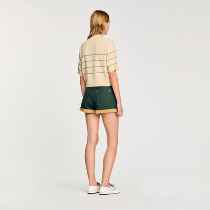 Cropped striped knitted sweater | Sandro