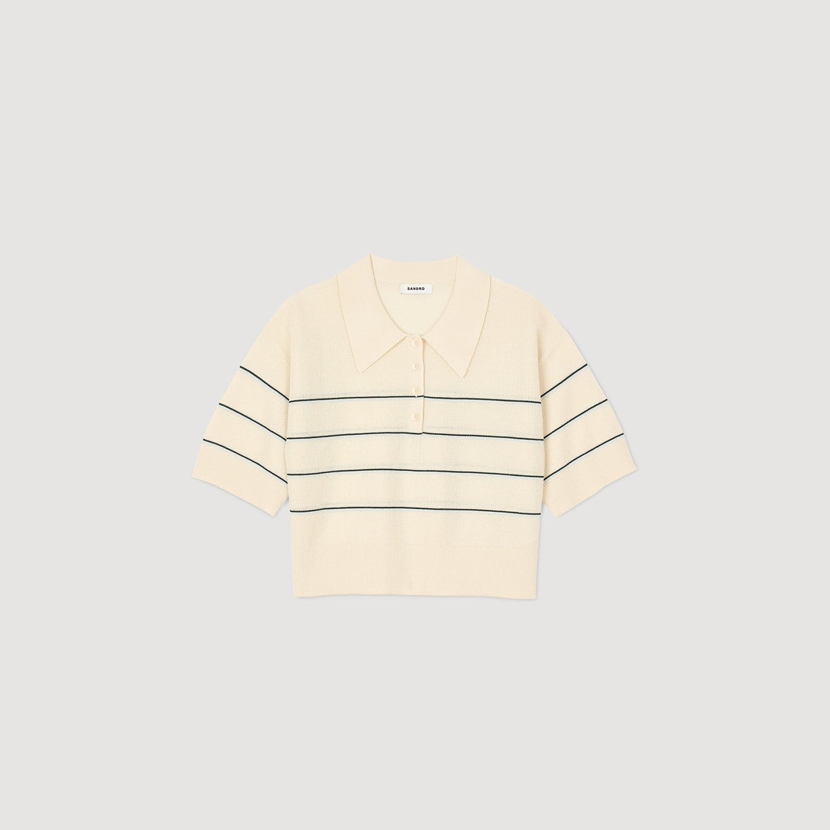 Cropped striped knitted sweater | Sandro