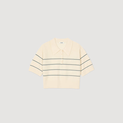 Cropped striped knitted sweater | Sandro