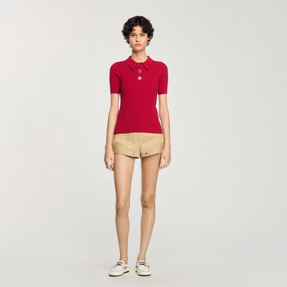 Rib knit polo shirt | Sandro