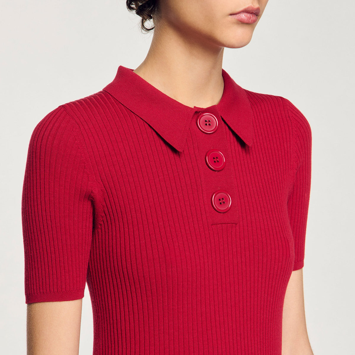 Rib knit polo shirt | Sandro