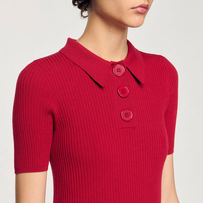 Rib knit polo shirt | Sandro