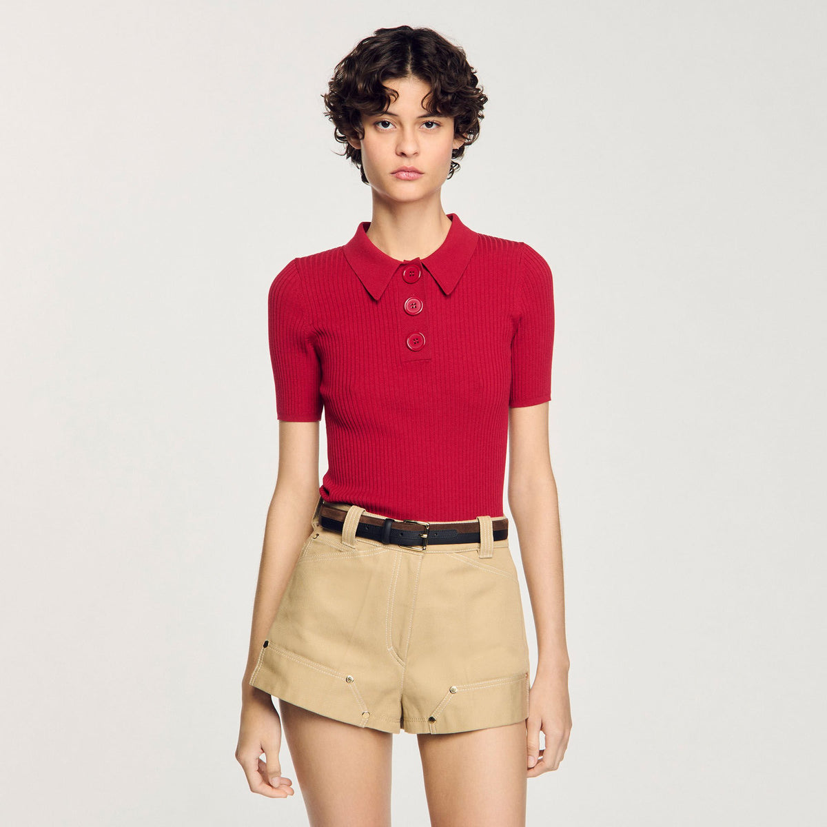Rib knit polo shirt | Sandro