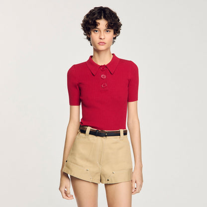Rib knit polo shirt | Sandro